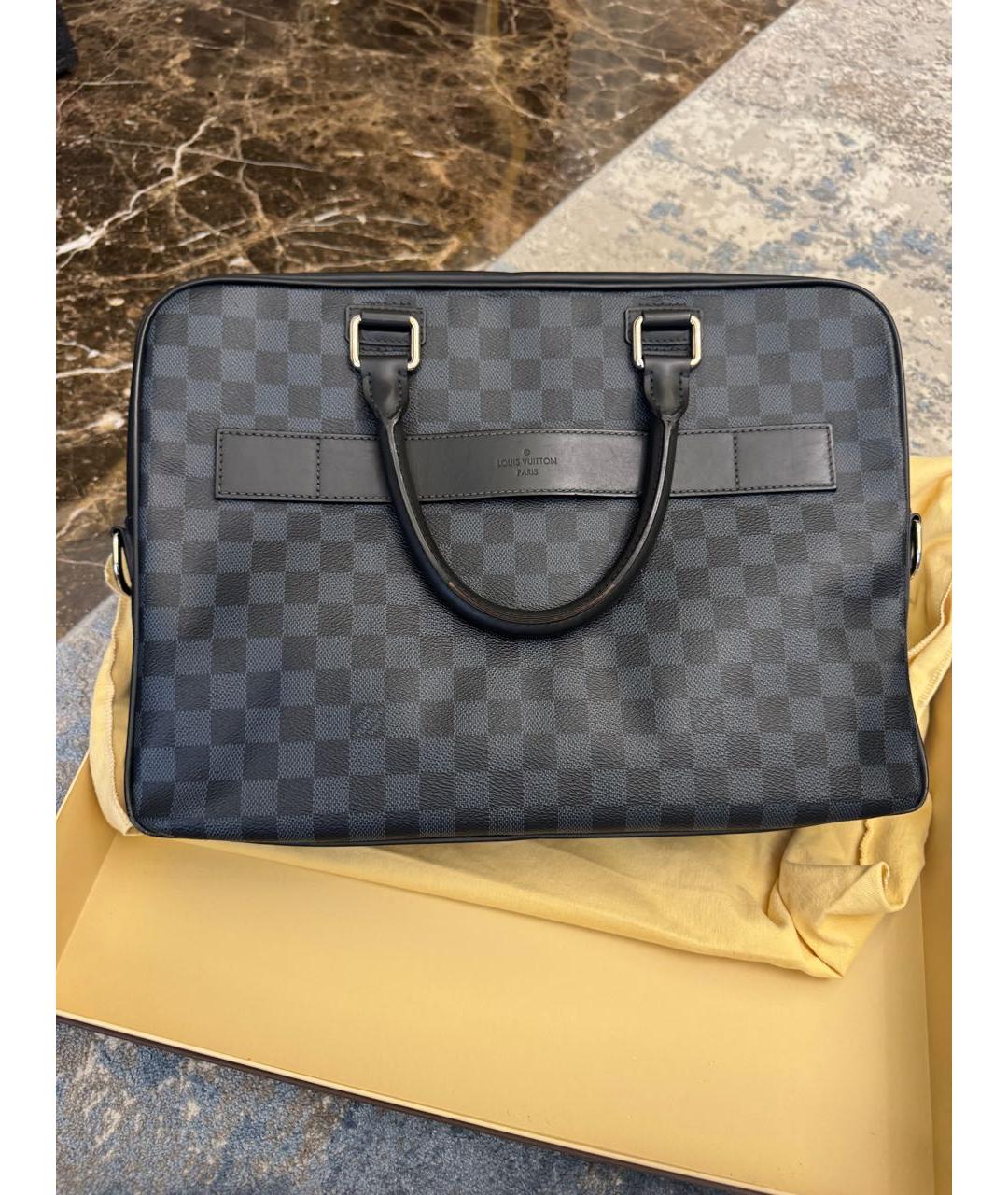 LOUIS VUITTON Темно-синий кожаный портфель, фото 6