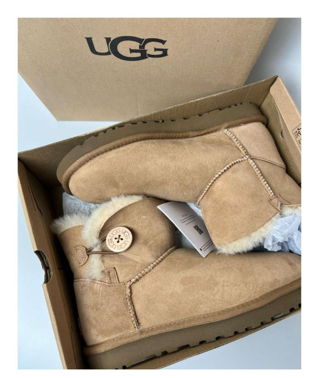 UGG AUSTRALIA Бежевые замшевые ботинки, фото 2