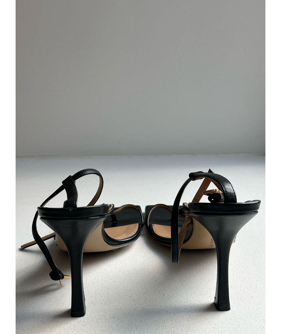 BOTTEGA VENETA Черные кожаные босоножки, фото 4