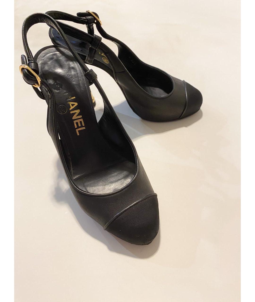 CHANEL Черные кожаные босоножки, фото 8