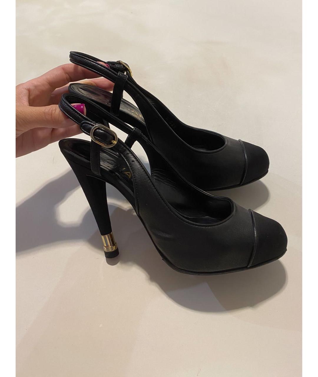CHANEL Черные кожаные босоножки, фото 2