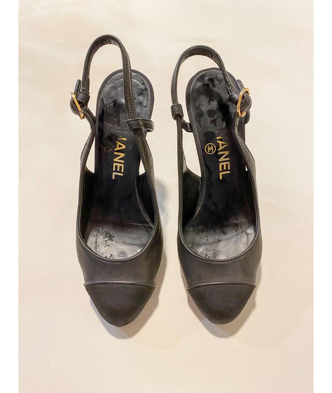 CHANEL Черные кожаные босоножки, фото 3