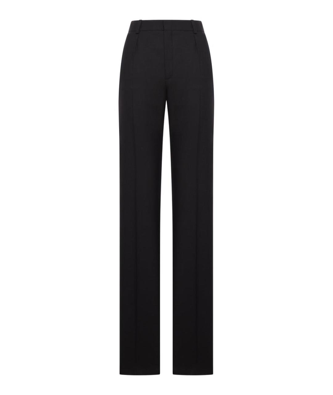 SAINT LAURENT Черные шерстяные прямые брюки, фото 3