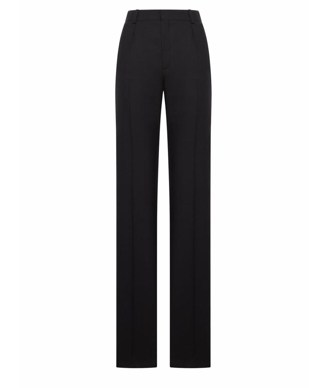 SAINT LAURENT Черные шерстяные прямые брюки, фото 1