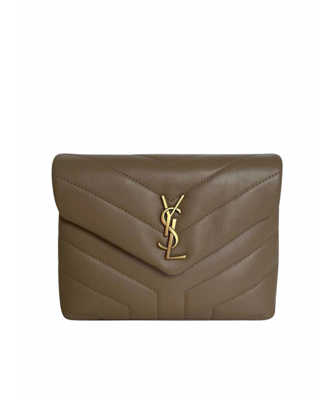 SAINT LAURENT Бежевая кожаная сумка через плечо, фото 1
