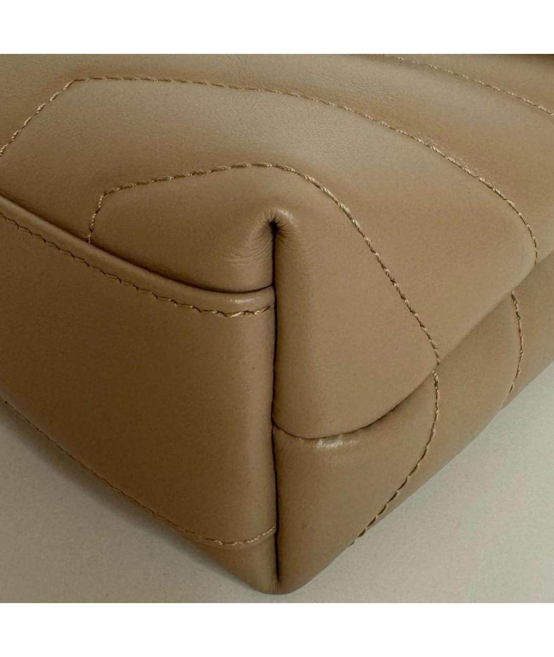 SAINT LAURENT Бежевая кожаная сумка через плечо, фото 7