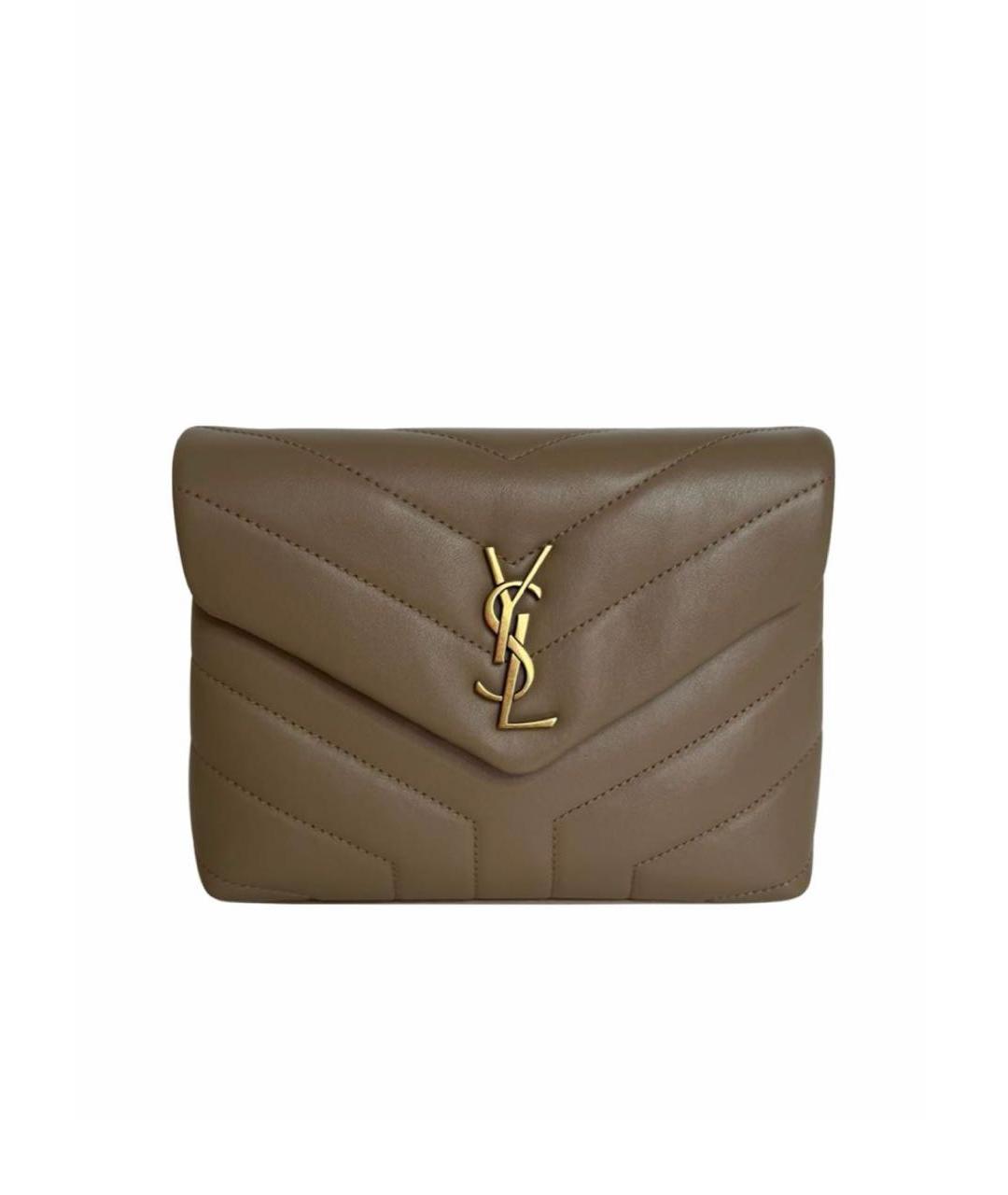 SAINT LAURENT Бежевая кожаная сумка через плечо, фото 9