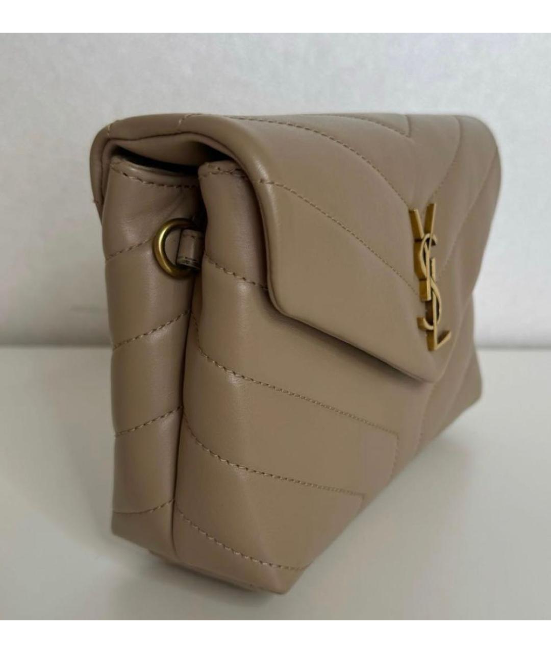 SAINT LAURENT Бежевая кожаная сумка через плечо, фото 2