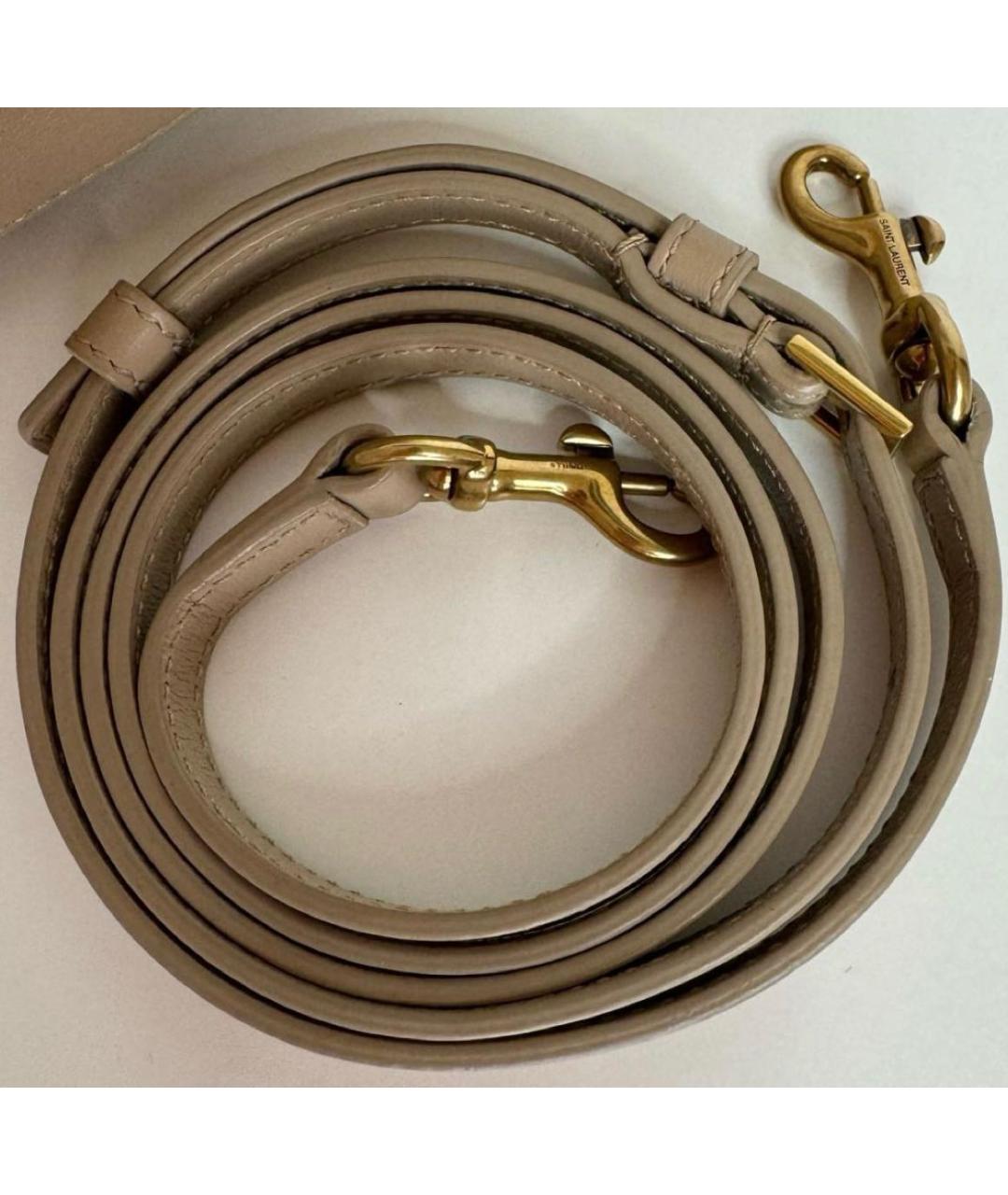 SAINT LAURENT Бежевая кожаная сумка через плечо, фото 6