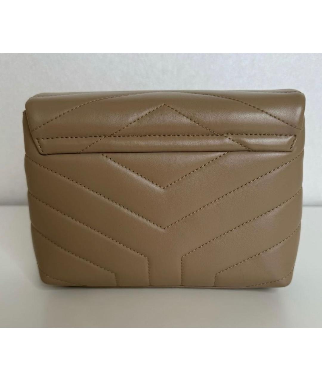 SAINT LAURENT Бежевая кожаная сумка через плечо, фото 3