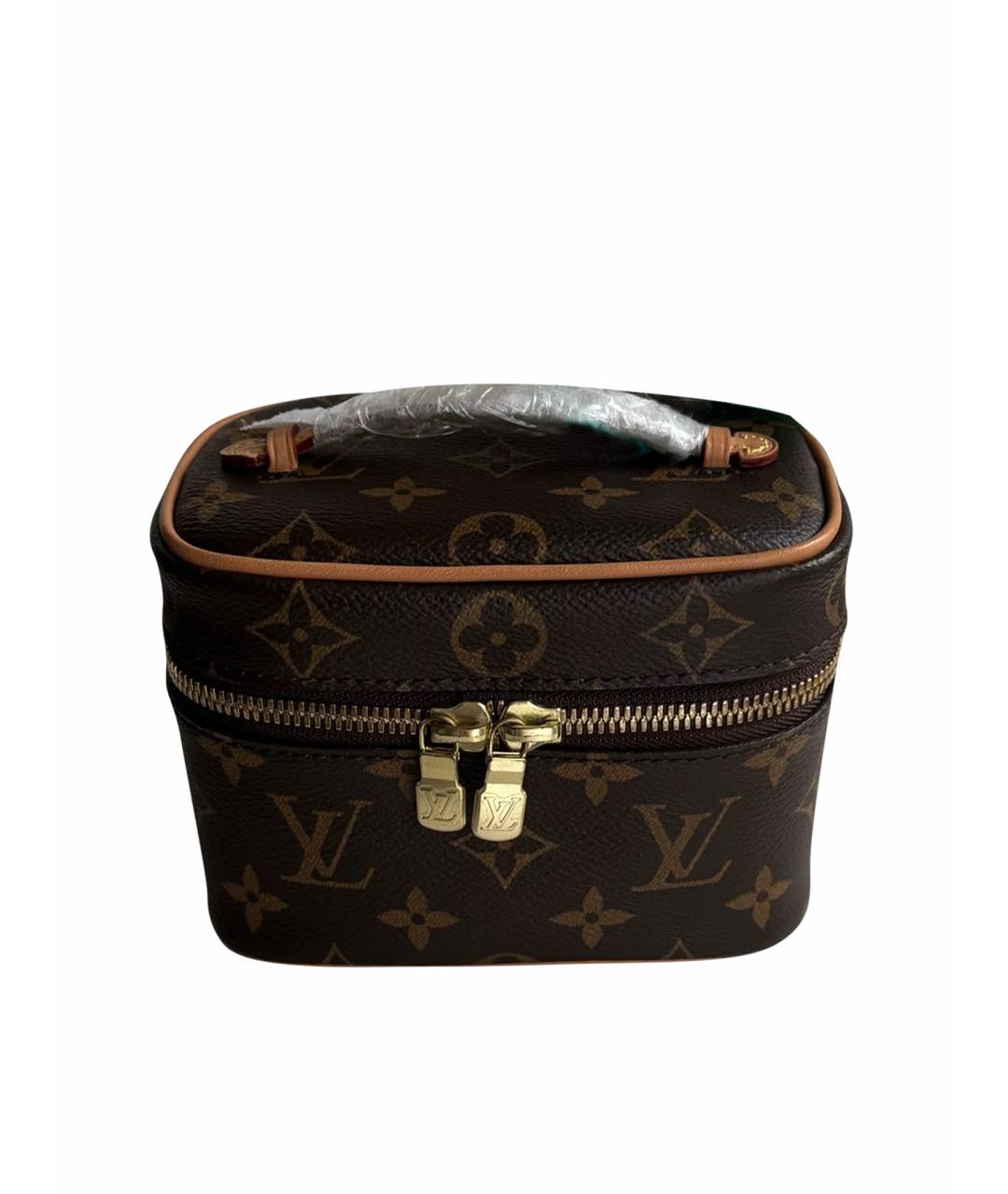 LOUIS VUITTON Коричневая кожаная косметичка, фото 1