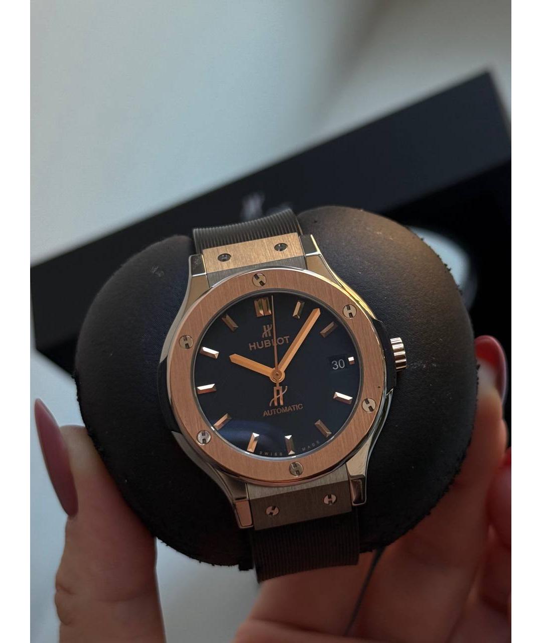 HUBLOT Черные часы из розового золота, фото 2