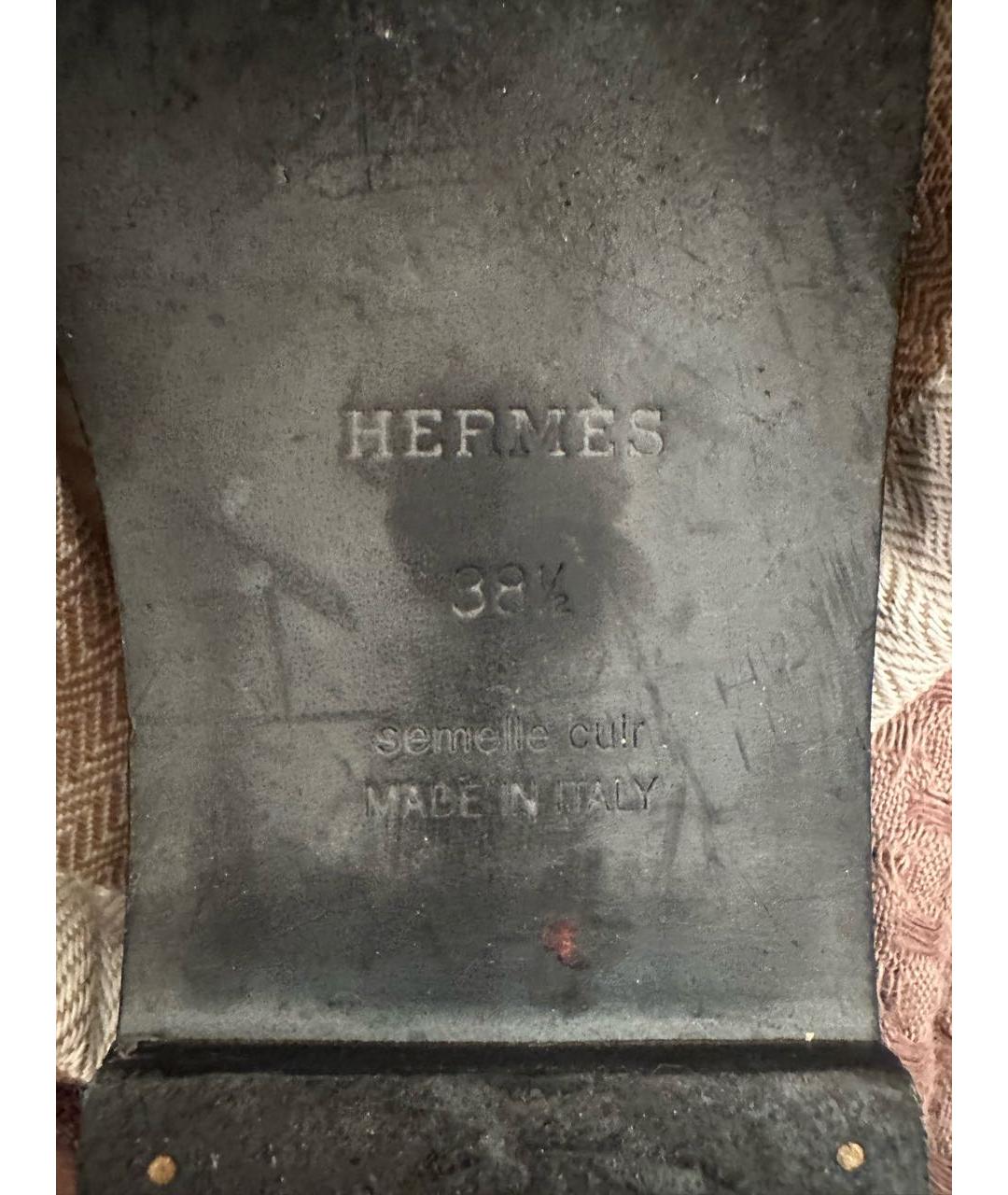 HERMES Черные кожаные шлепанцы, фото 6