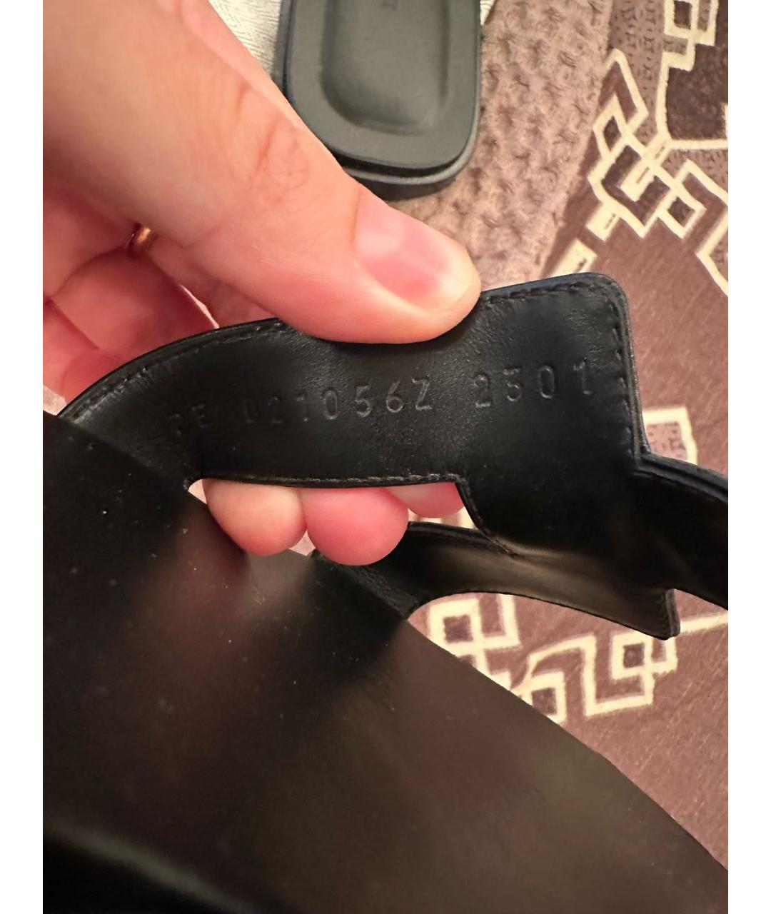 HERMES Черные кожаные шлепанцы, фото 5