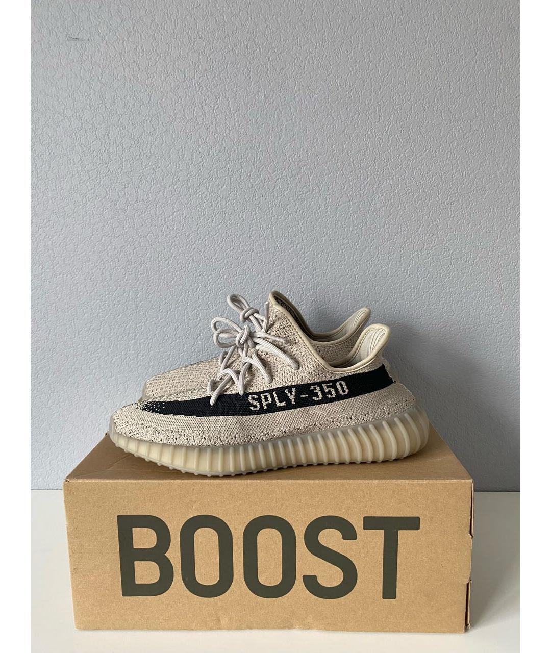 ADIDAS YEEZY Бежевые текстильные низкие кроссовки / кеды, фото 3