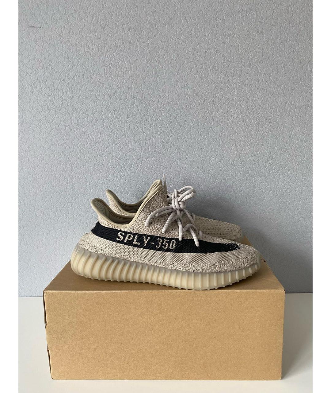 ADIDAS YEEZY Бежевые текстильные низкие кроссовки / кеды, фото 4