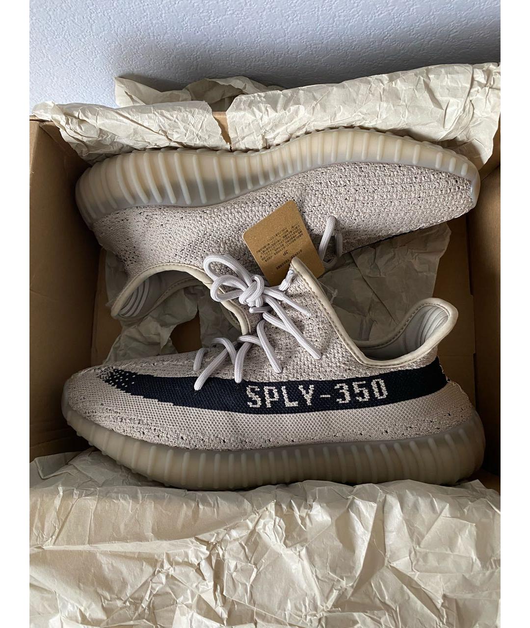 ADIDAS YEEZY Бежевые текстильные низкие кроссовки / кеды, фото 2