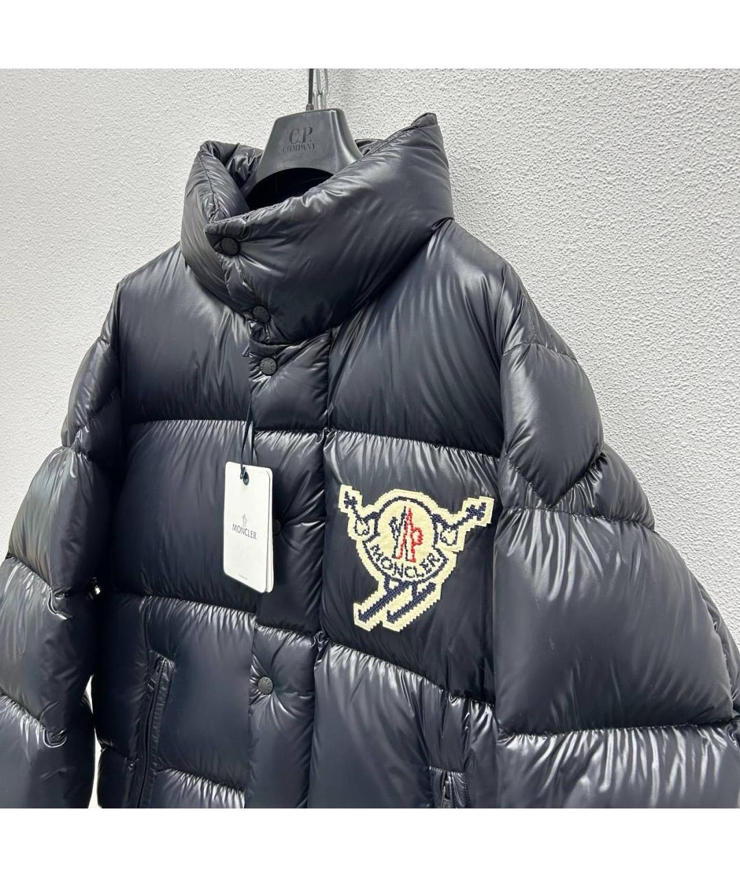 MONCLER Темно-синий полиэстеровый пуховик, фото 4
