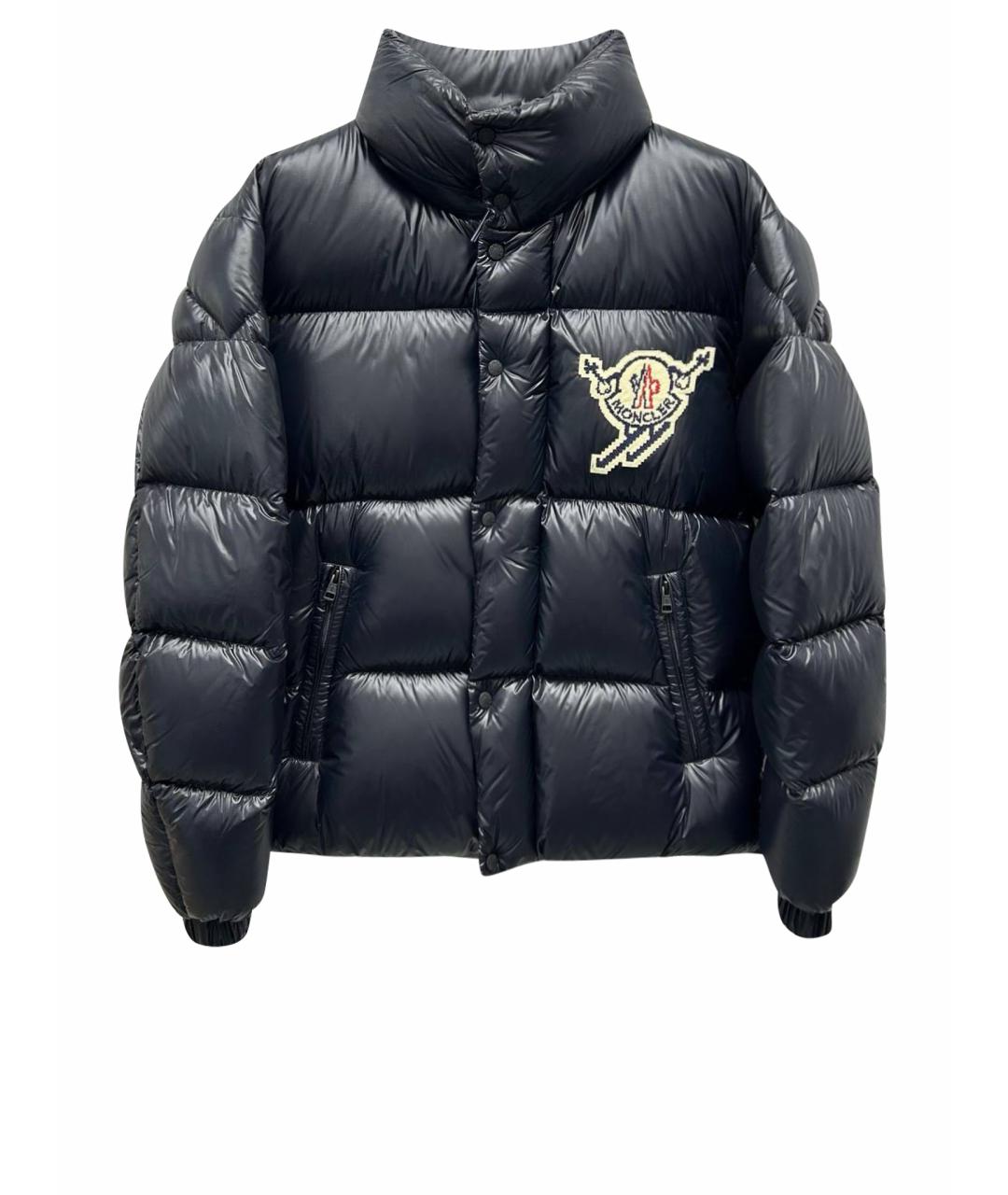 MONCLER Темно-синий полиэстеровый пуховик, фото 1