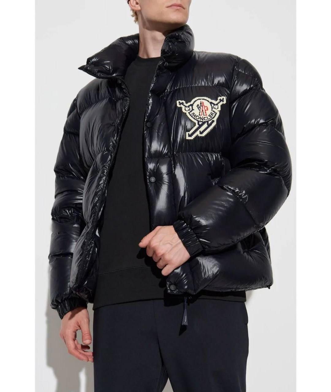 MONCLER Темно-синий полиэстеровый пуховик, фото 5