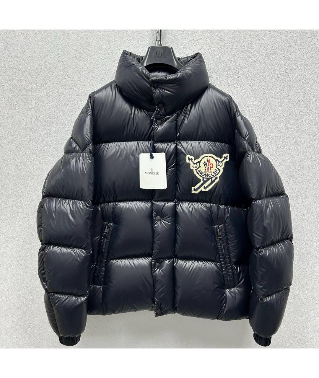 MONCLER Темно-синий полиэстеровый пуховик, фото 7