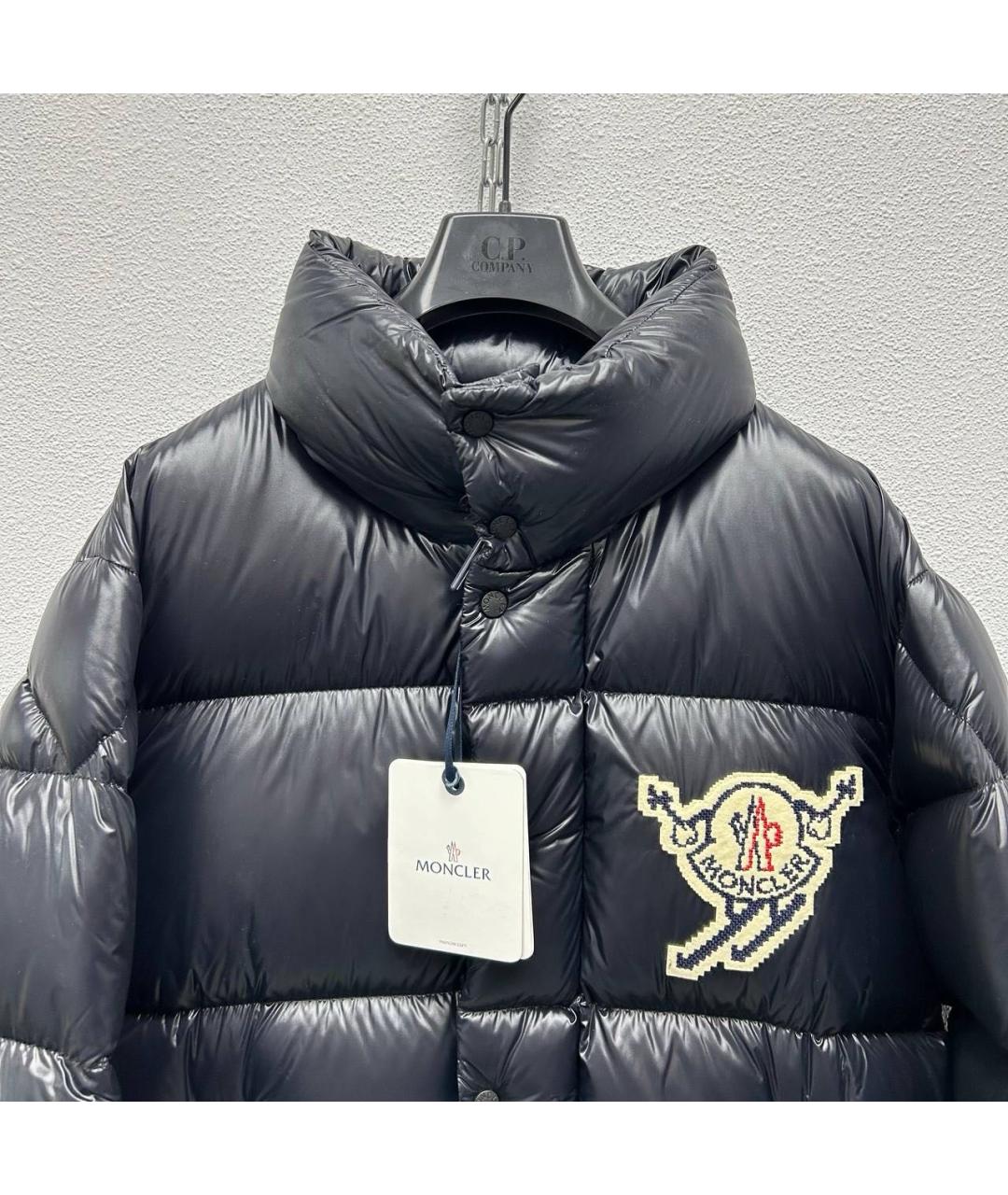MONCLER Темно-синий полиэстеровый пуховик, фото 3