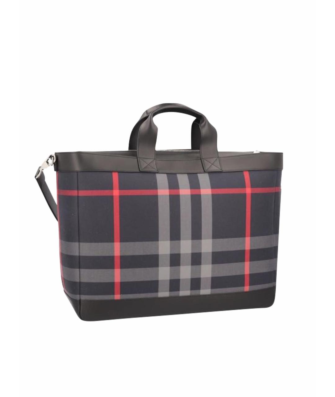 BURBERRY Темно-синяя синтетическая сумка тоут, фото 1