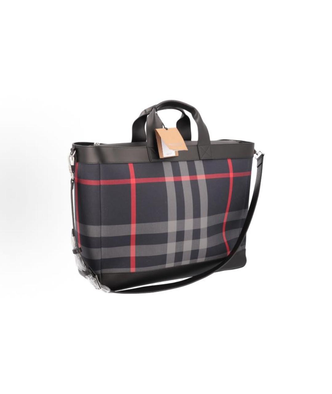 BURBERRY Темно-синяя синтетическая сумка тоут, фото 5