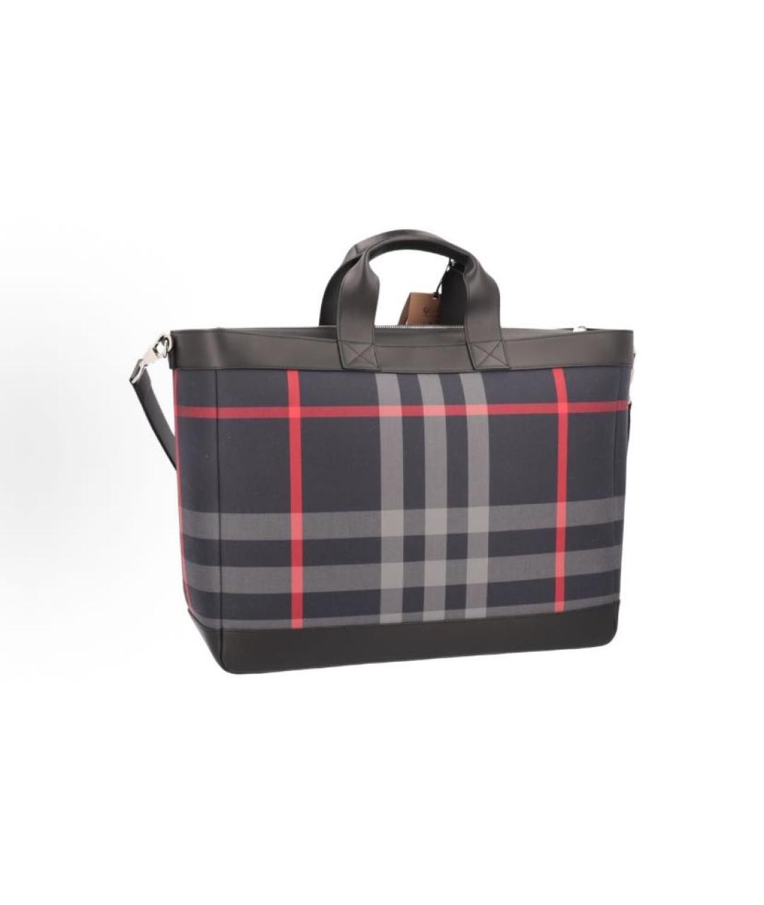 BURBERRY Темно-синяя синтетическая сумка тоут, фото 2