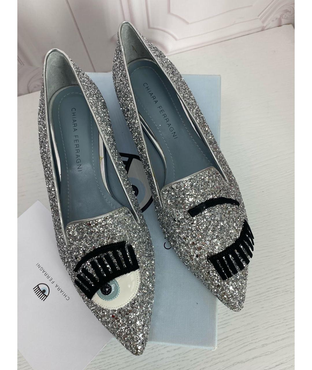 CHIARA FERRAGNI Серебряные кожаные туфли, фото 5