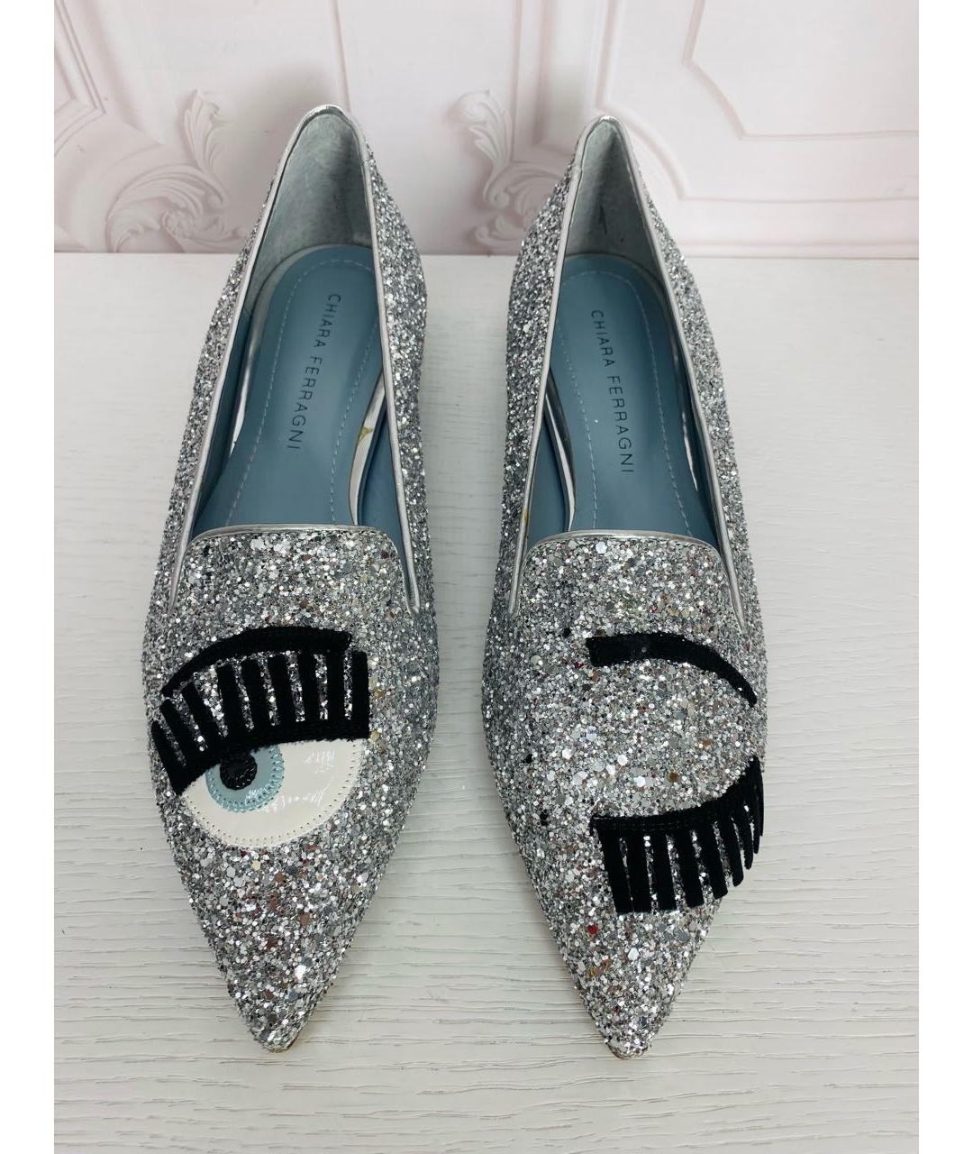CHIARA FERRAGNI Серебряные кожаные туфли, фото 2