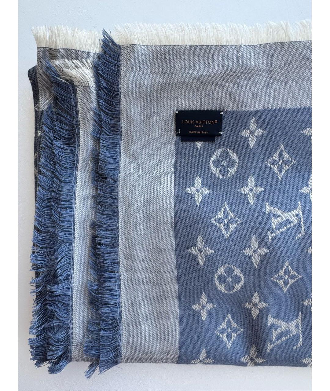 LOUIS VUITTON Синий шелковый платок, фото 2