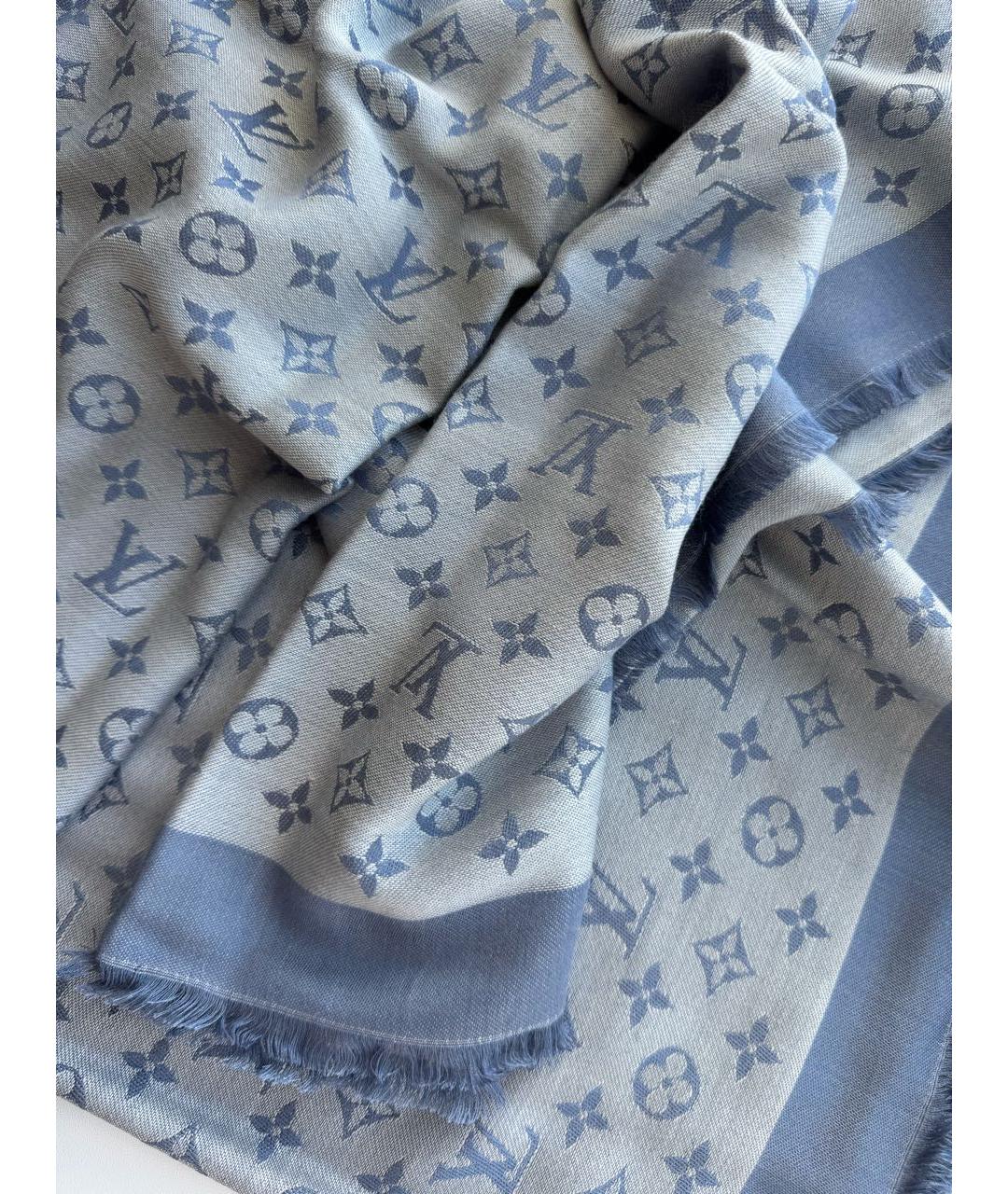 LOUIS VUITTON Синий шелковый платок, фото 4