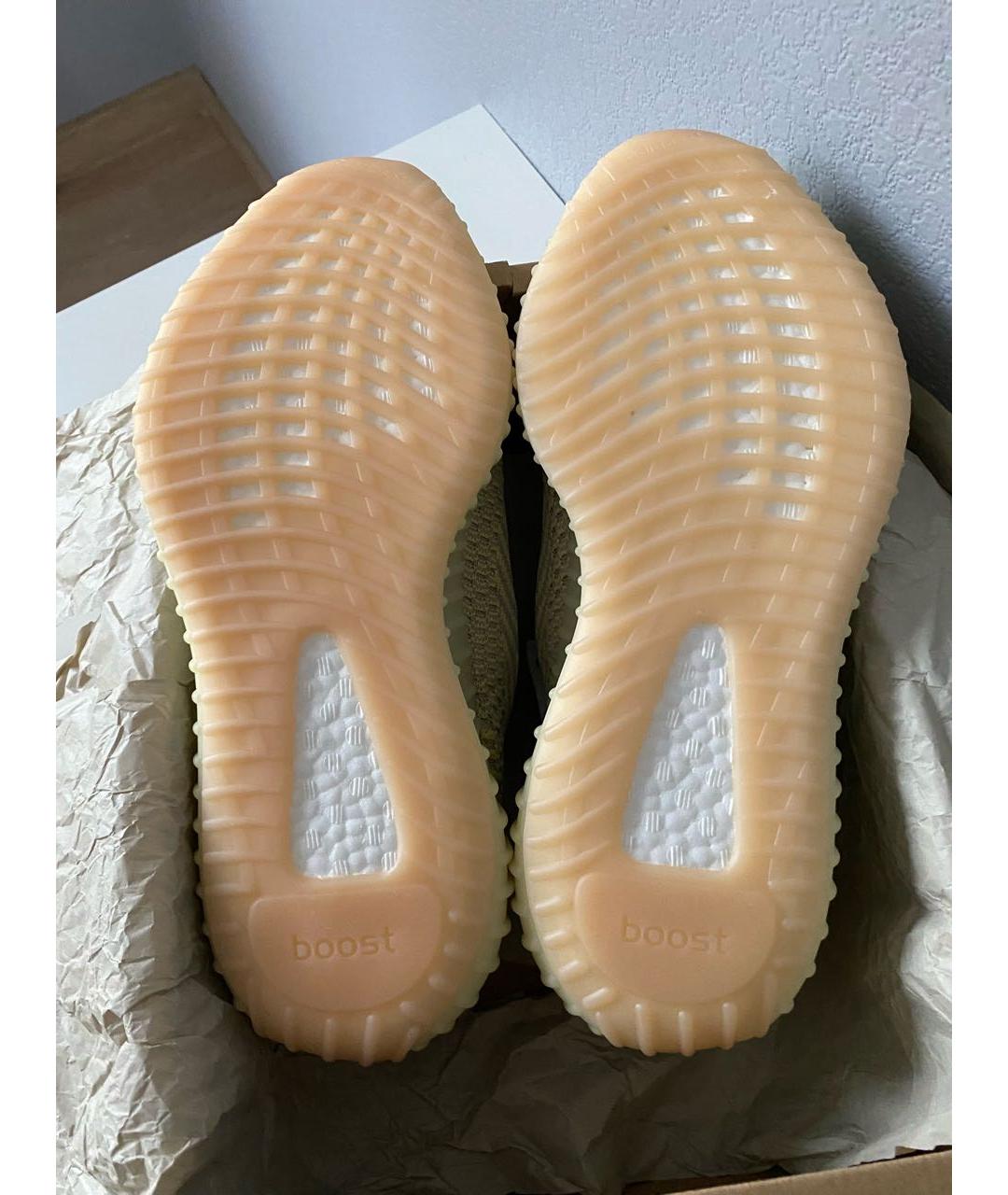 ADIDAS YEEZY Горчичные текстильные низкие кроссовки / кеды, фото 5