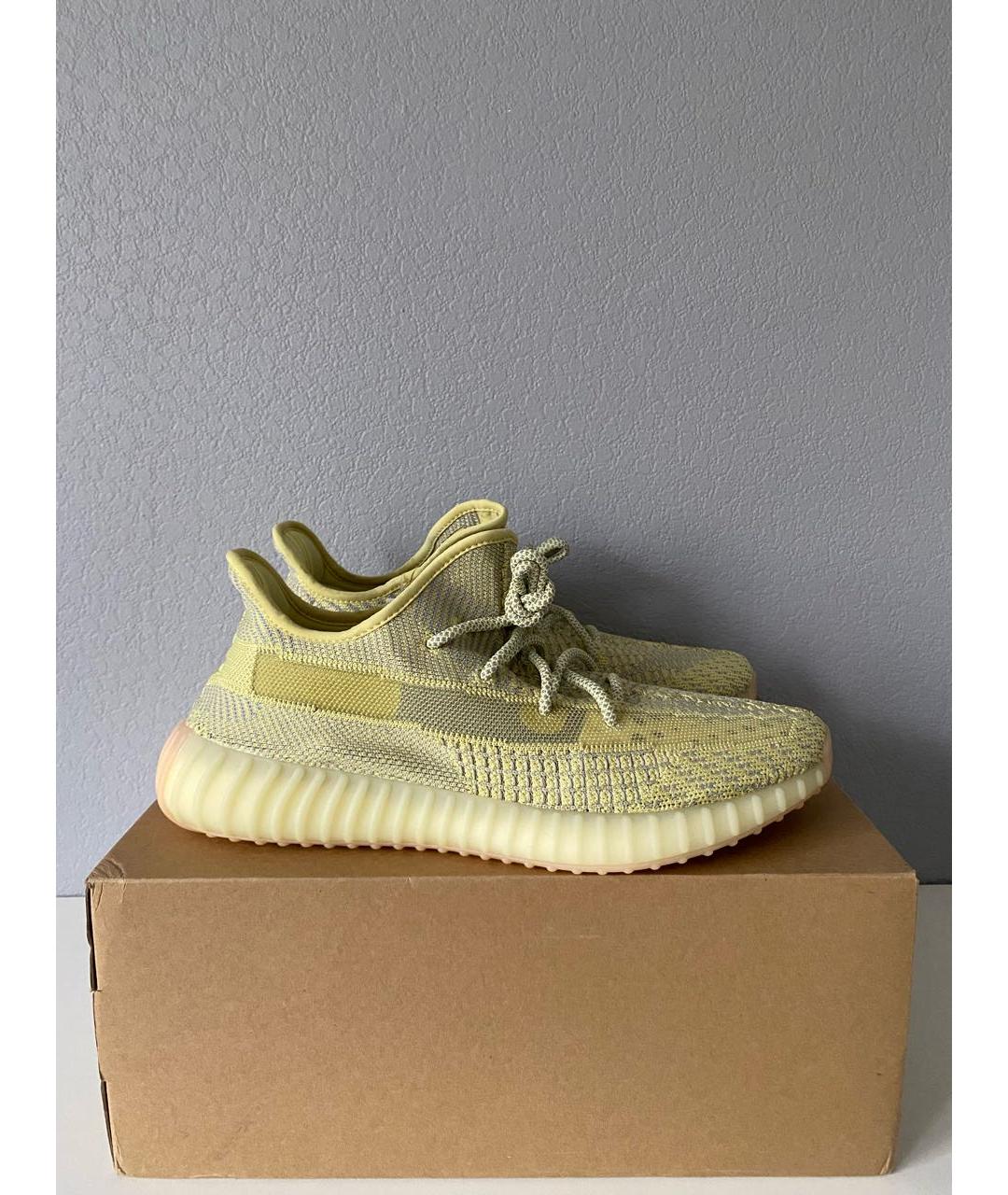 ADIDAS YEEZY Горчичные текстильные низкие кроссовки / кеды, фото 4