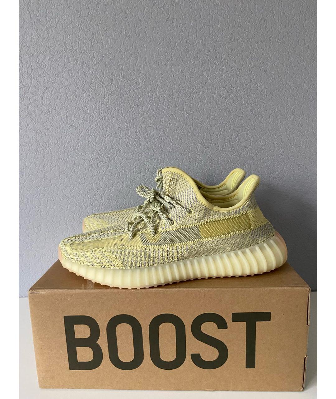 ADIDAS YEEZY Горчичные текстильные низкие кроссовки / кеды, фото 3