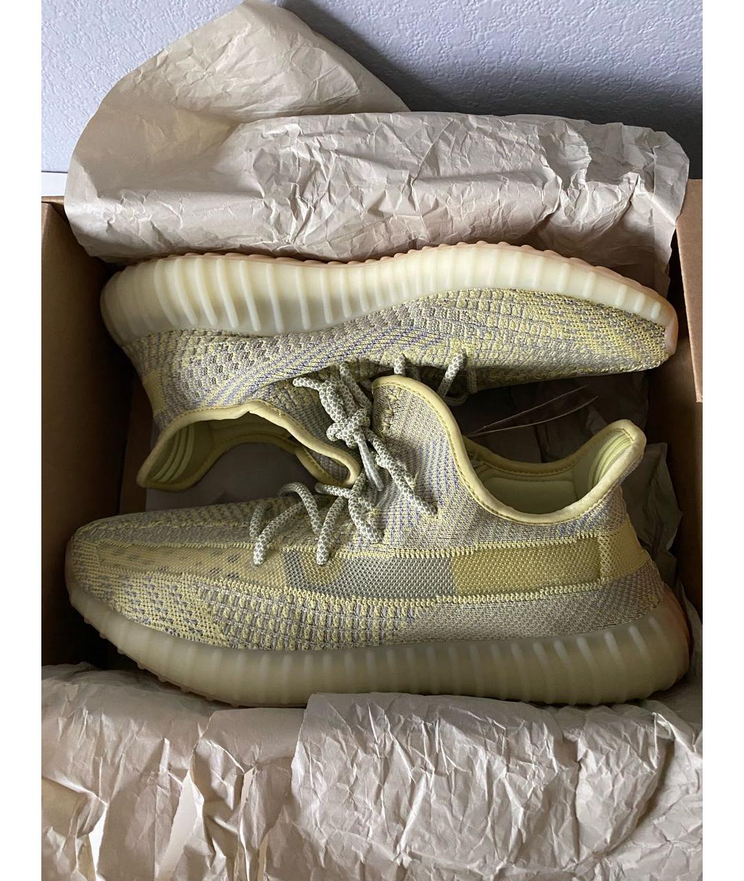 ADIDAS YEEZY Горчичные текстильные низкие кроссовки / кеды, фото 2