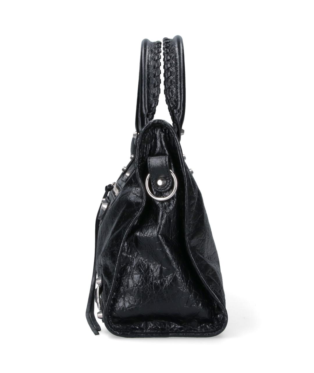 BALENCIAGA Черная кожаная сумка тоут, фото 5