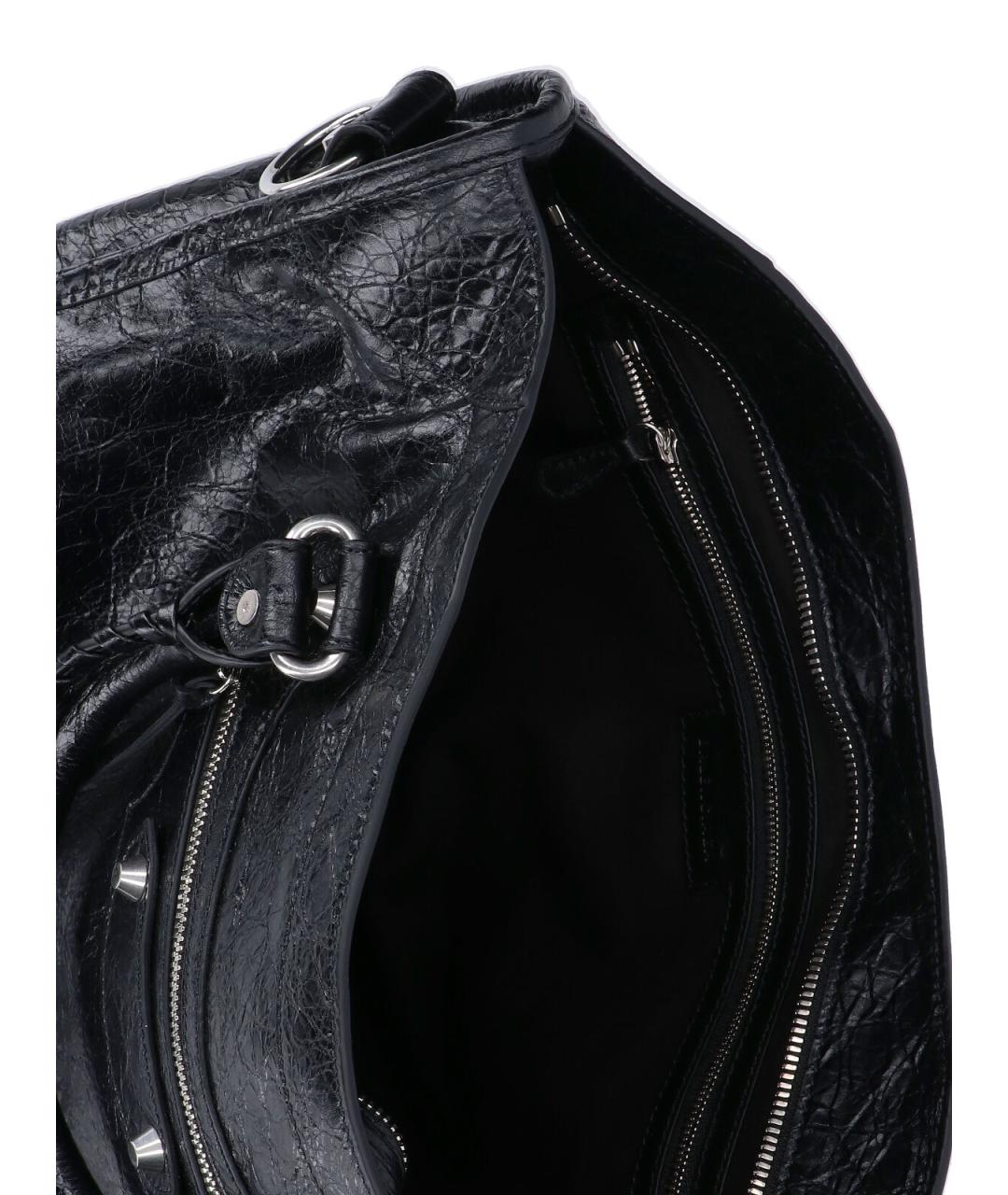 BALENCIAGA Черная кожаная сумка тоут, фото 4