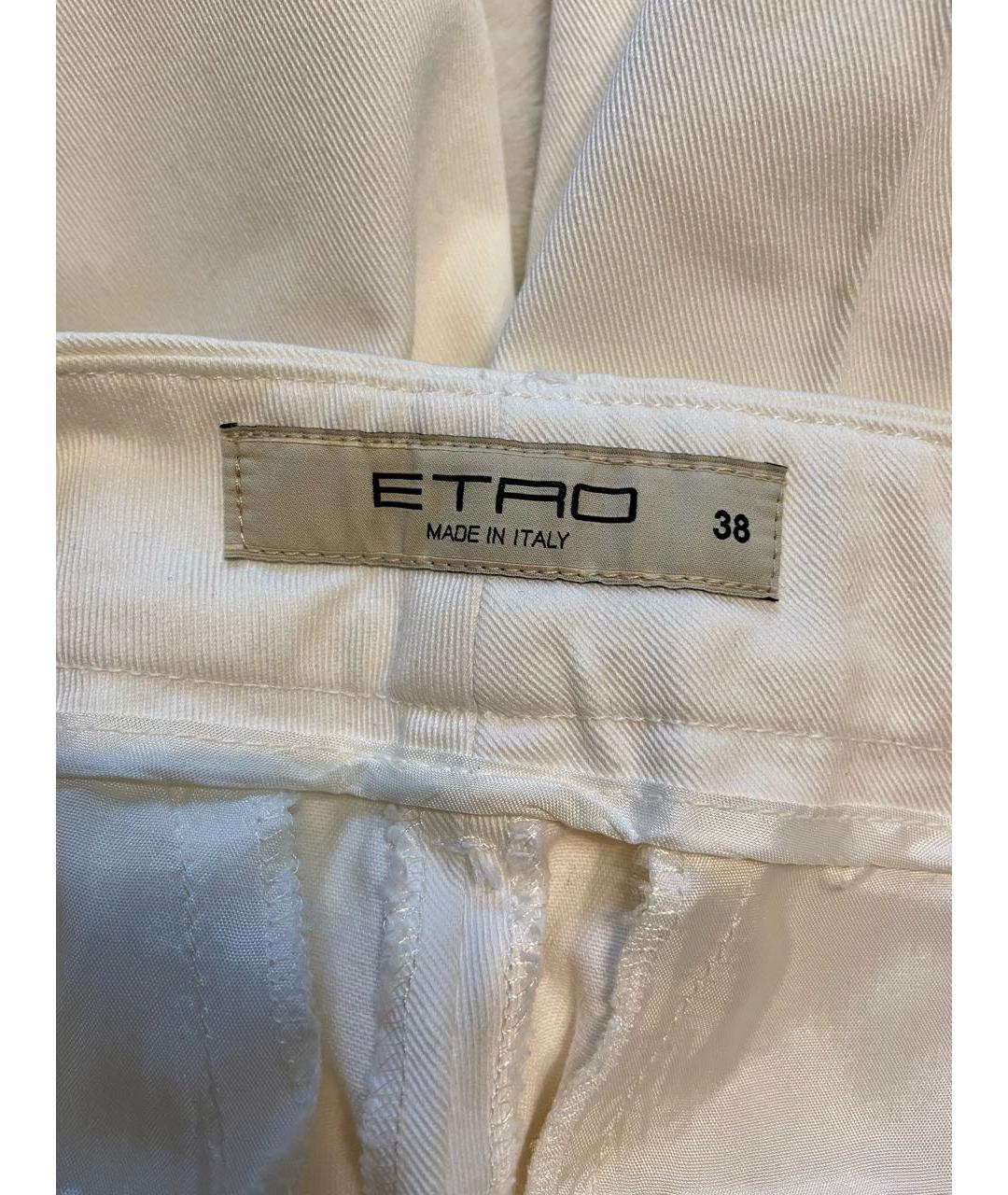 ETRO Белые хлопковые прямые брюки, фото 3
