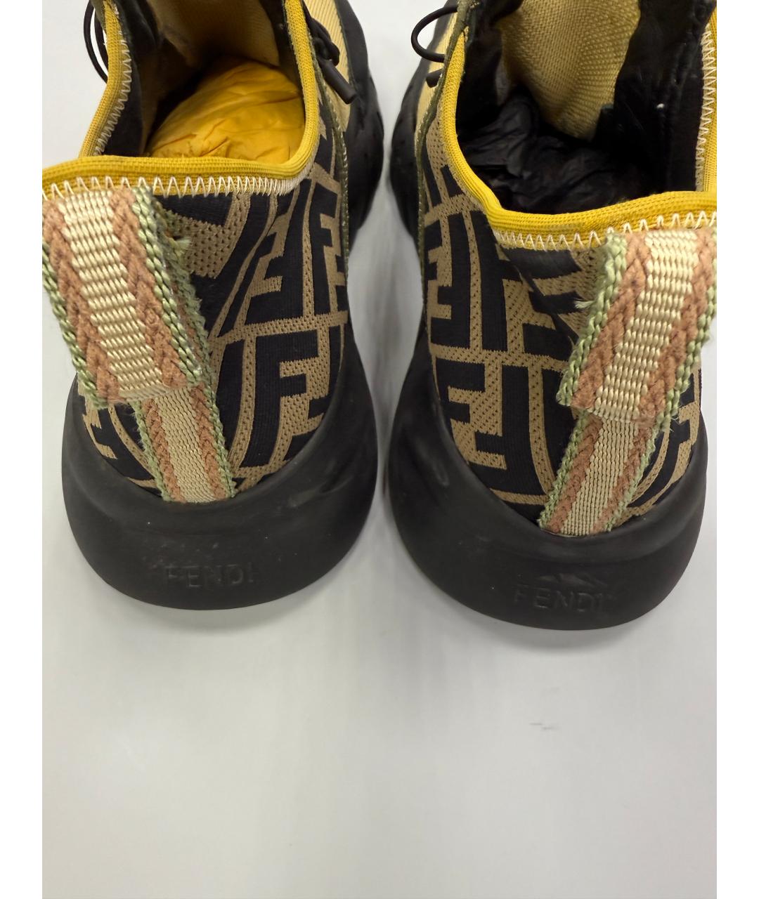 FENDI Желтые высокие кроссовки / кеды, фото 4