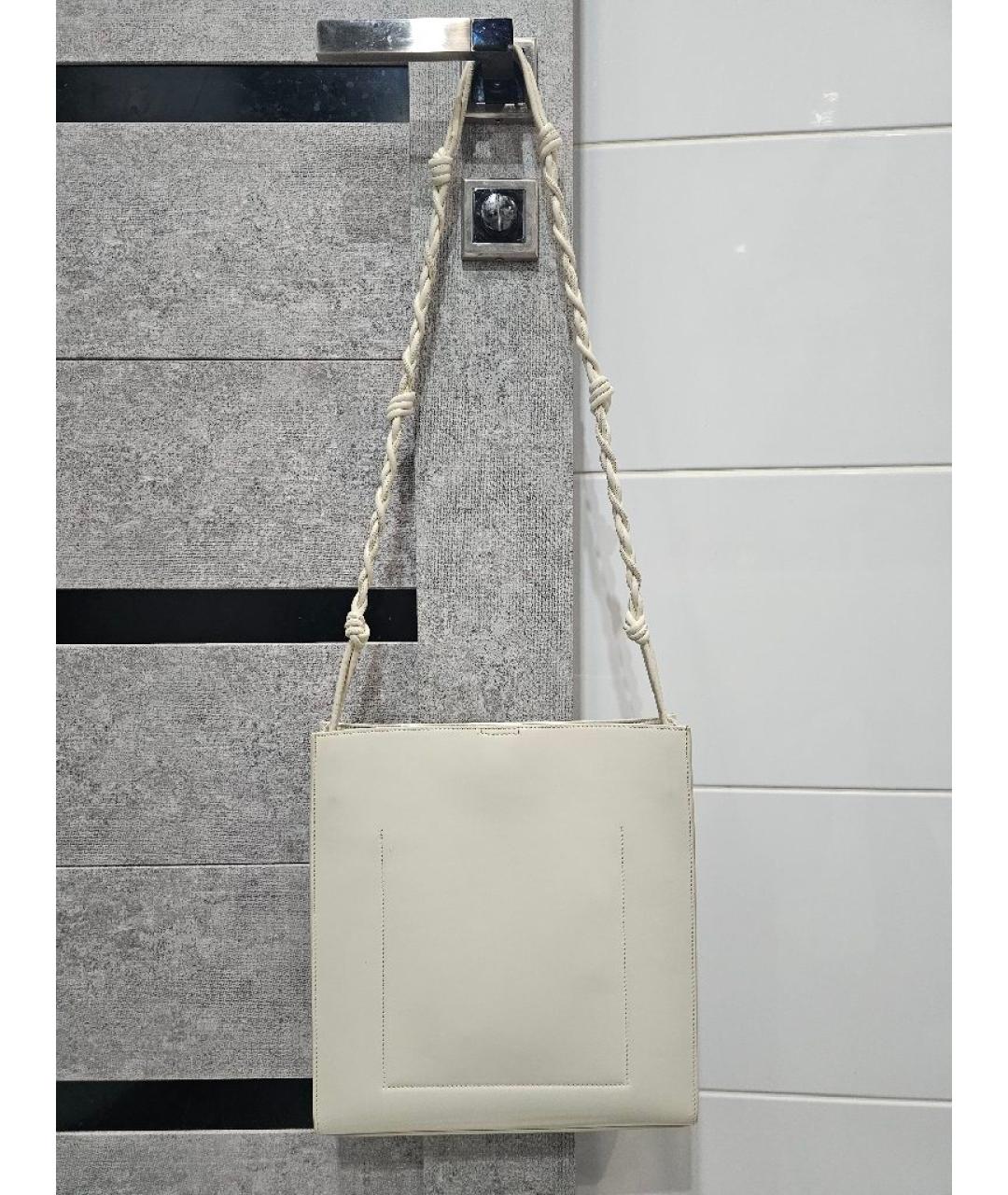 JIL SANDER Бежевая кожаная сумка с короткими ручками, фото 3