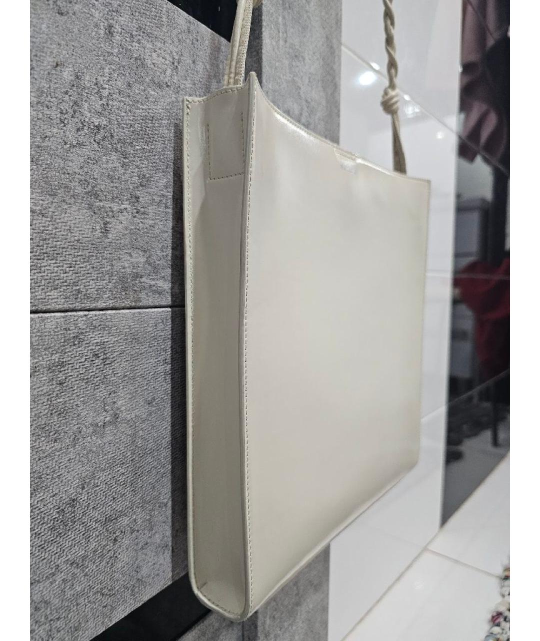 JIL SANDER Бежевая кожаная сумка с короткими ручками, фото 2