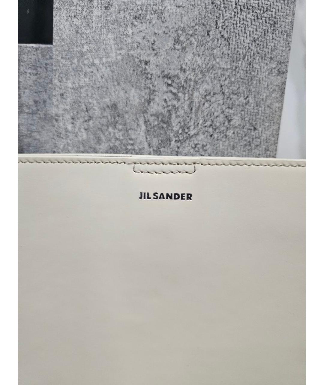 JIL SANDER Бежевая кожаная сумка с короткими ручками, фото 5