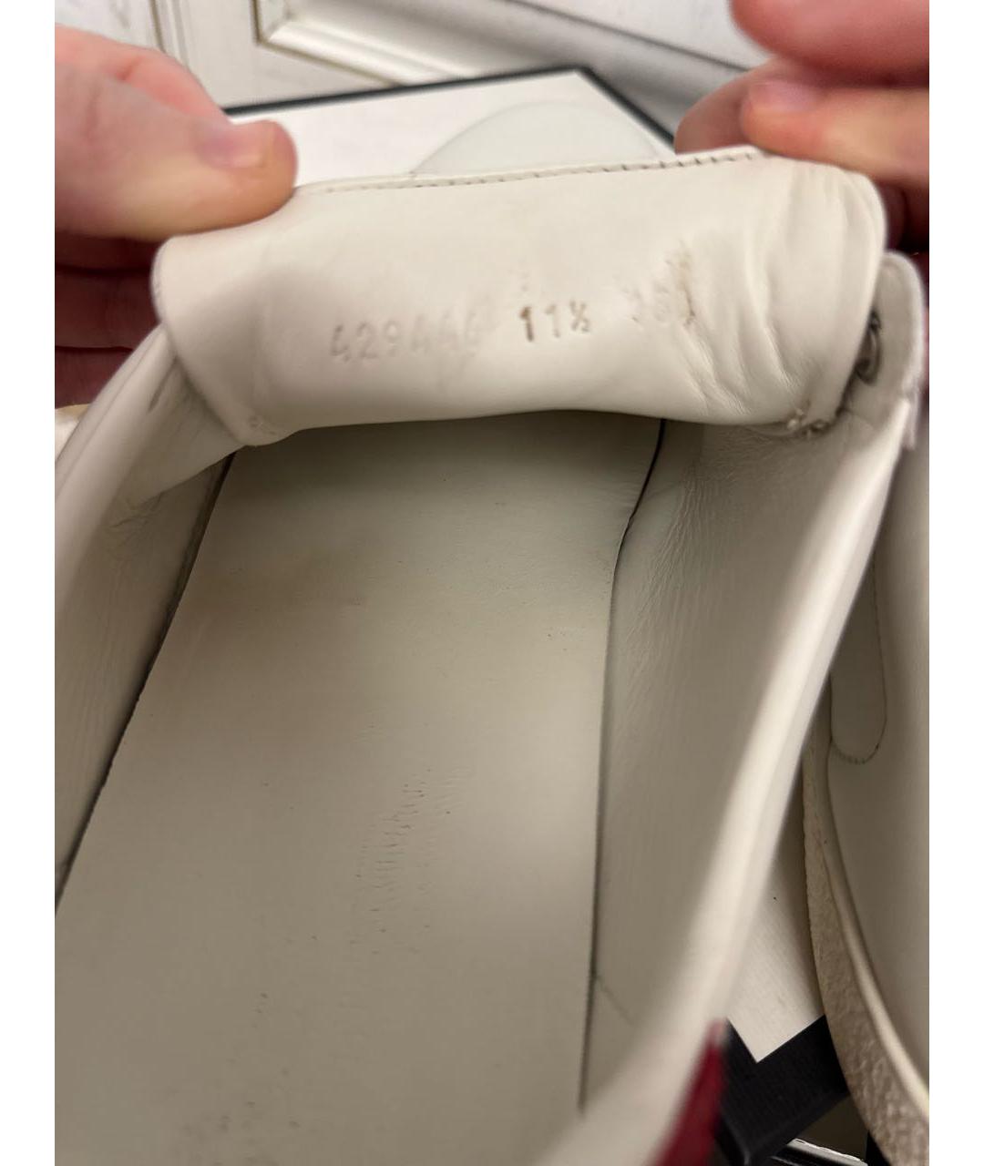 GUCCI Белые кожаные низкие кроссовки / кеды, фото 5