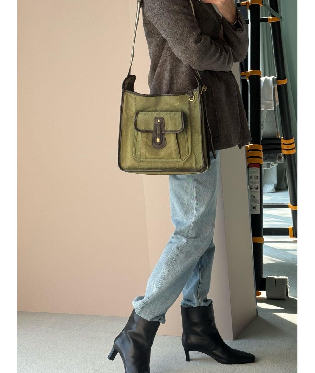 LOUIS VUITTON Зеленая деним сумка через плечо, фото 2