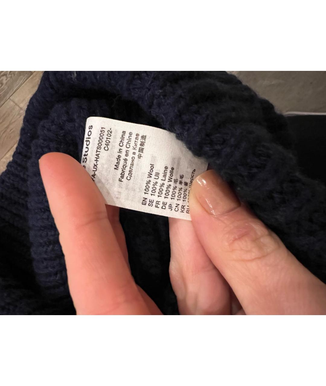 ACNE STUDIOS Темно-синяя шерстяная шапка, фото 4