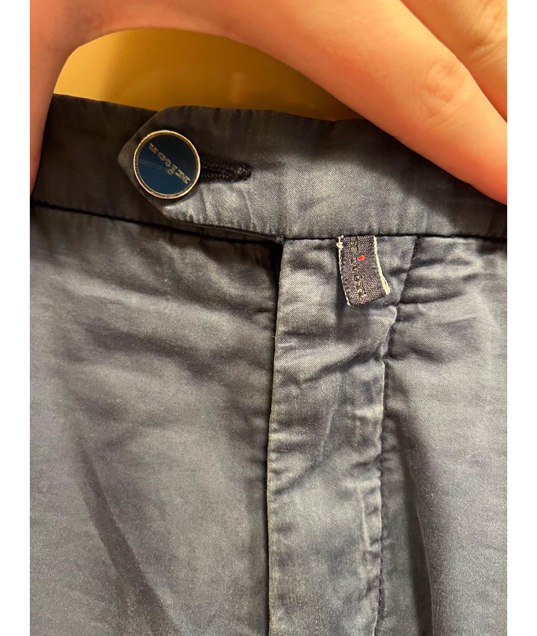 KITON Темно-синие хлопко-эластановые повседневные брюки, фото 5