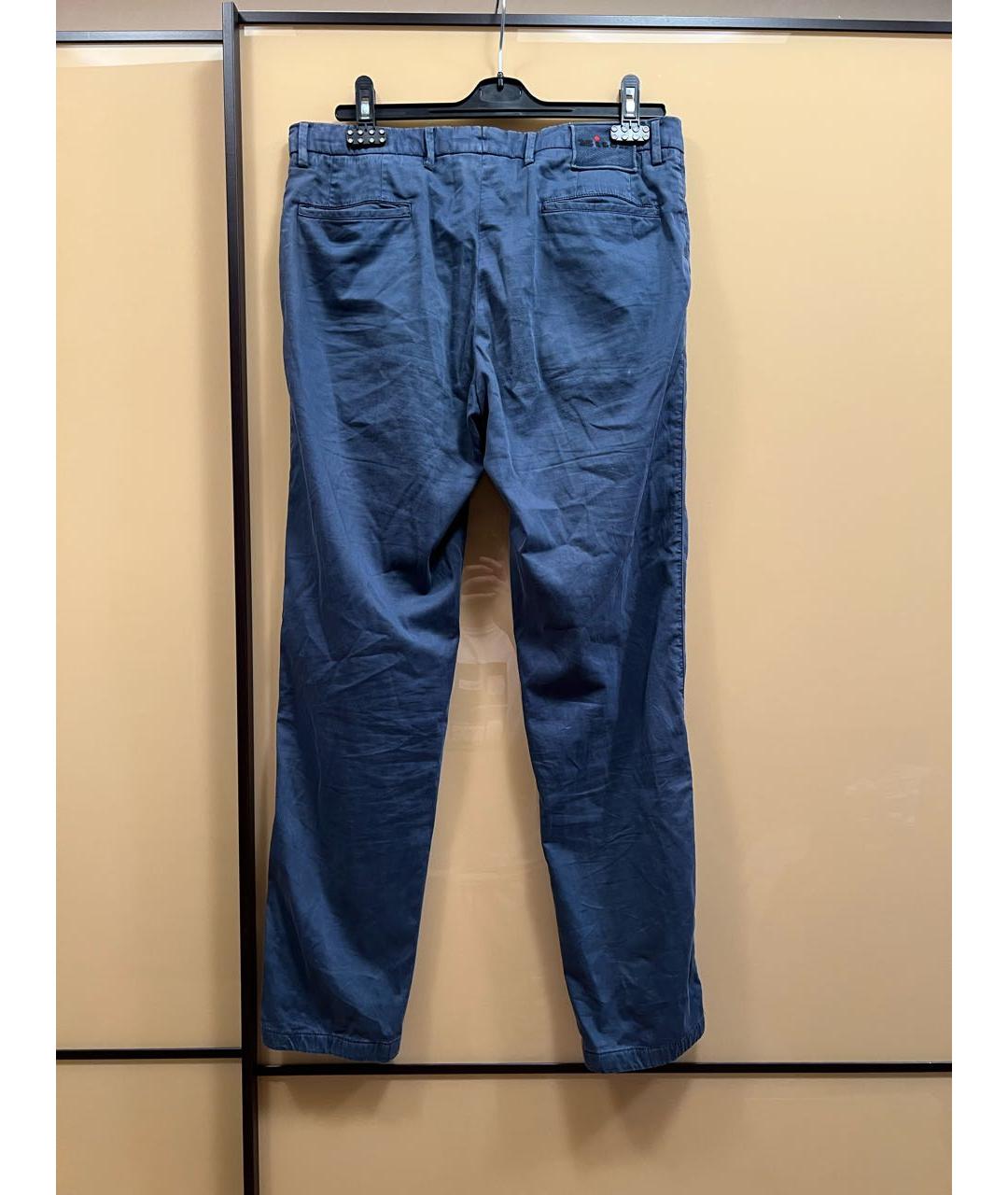 KITON Темно-синие хлопко-эластановые повседневные брюки, фото 2