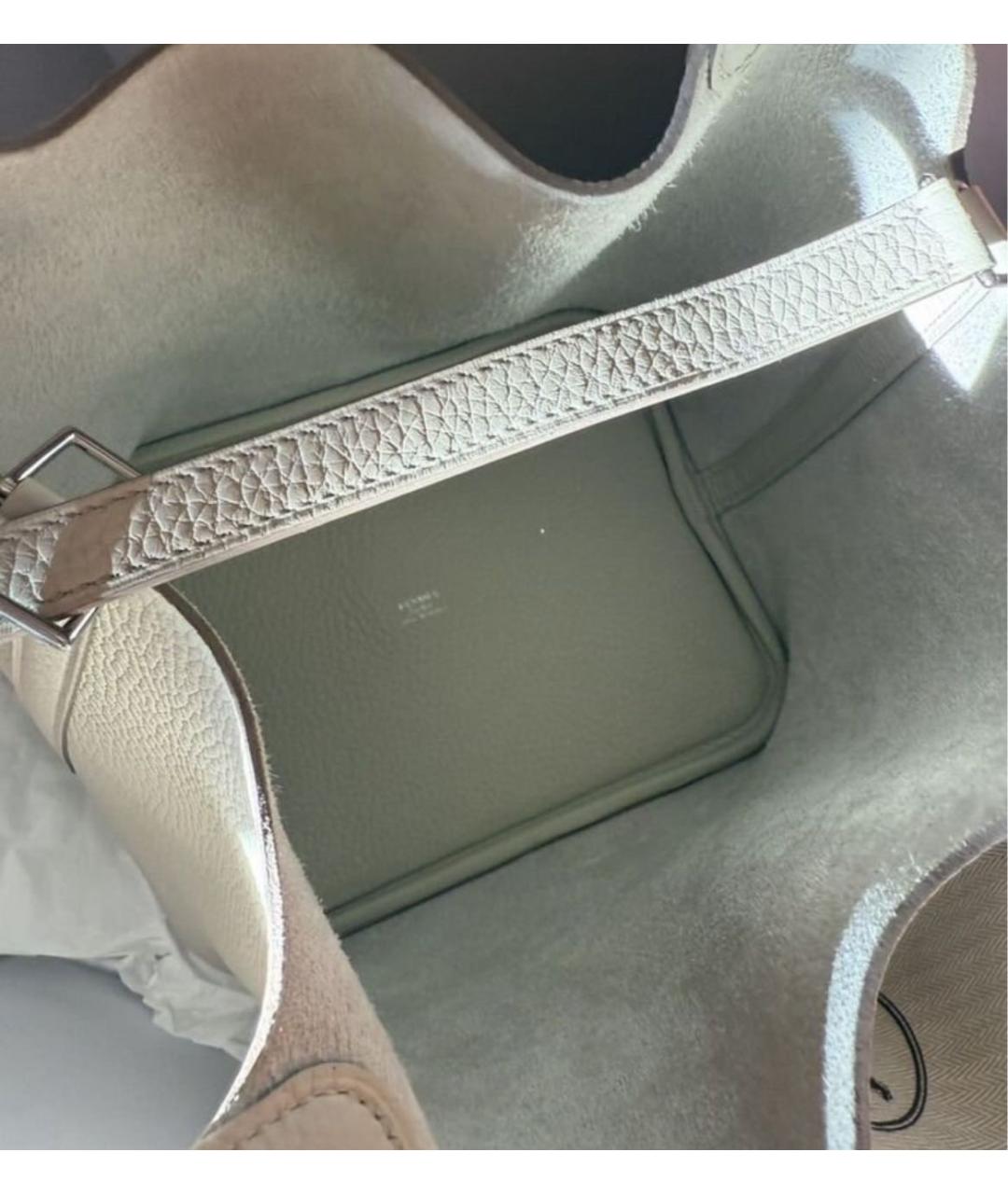 HERMES Бежевая кожаная сумка с короткими ручками, фото 2